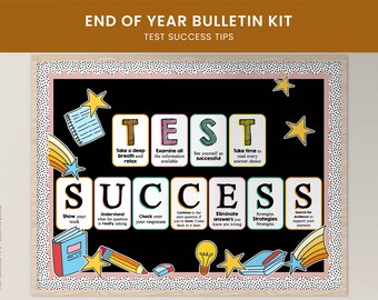 Test Sucess Tips Bulletin Board Kit, End of Year Display Kit, Study Skills, Exam Test Prep Strategies - Ace Your Tests!