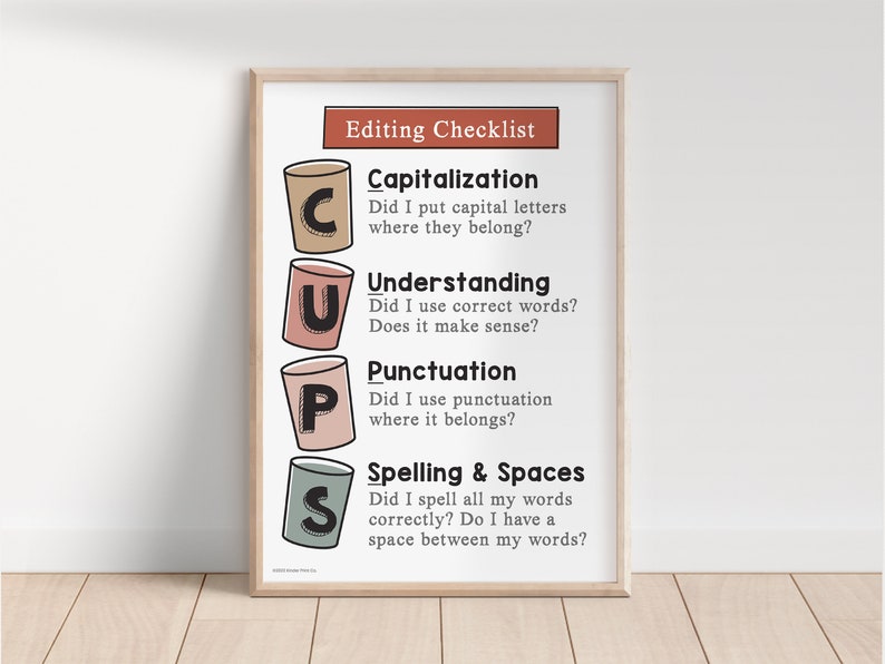 CUPS Editing Writing Strategy Checklist Poster English Etsy CUPS Editing Writing Strategy Checklist Poster English Etsy