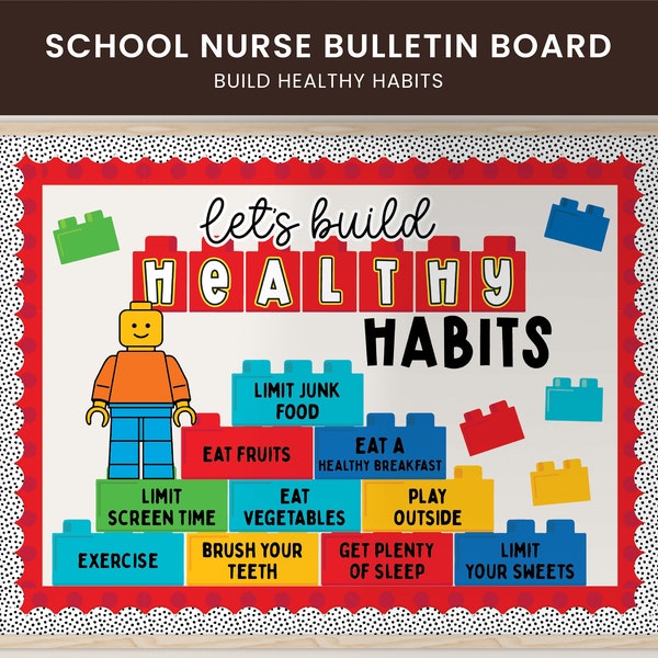 Healthy Habits Bulletin Board, School Nurse Door Display,  Health Motivational Bulletin Display, School Decorations