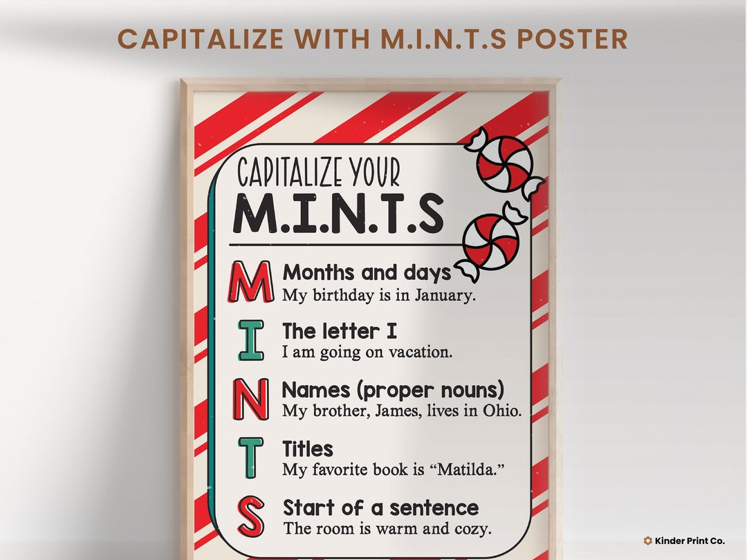 Capitalize With Mints, English Classroom Decor, English Literacy