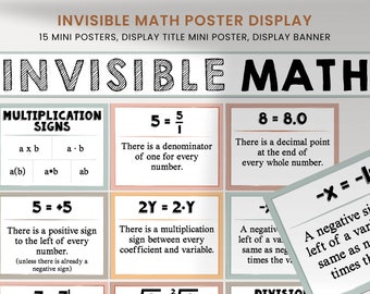 Invisible Math Posters Display, Math Classroom Decor, High school, Middle School Wall Art, School Bulletin Board, Earthy