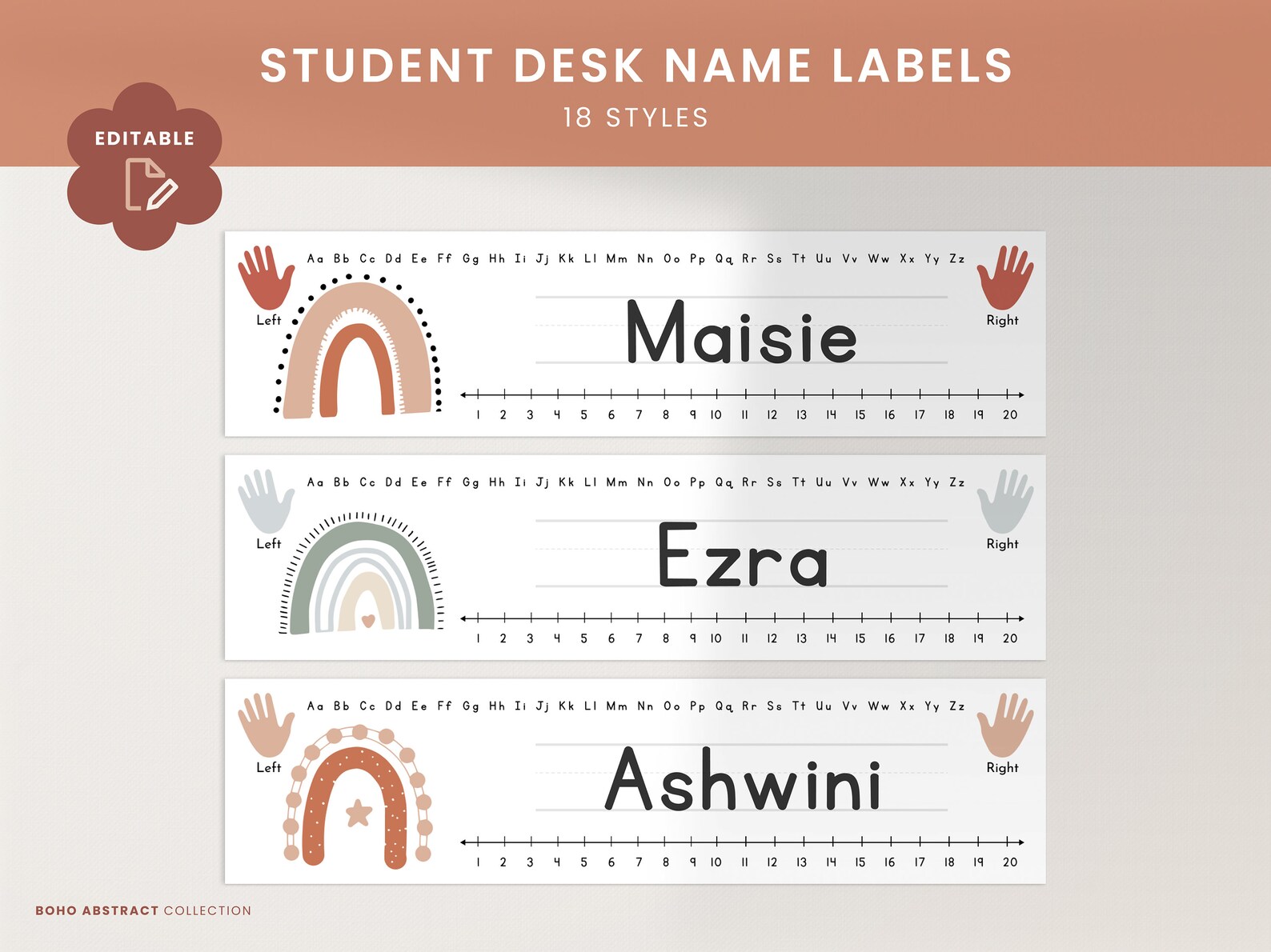 Student Desk Label Cards Name Tags Desk Tags Modern Boho Etsy