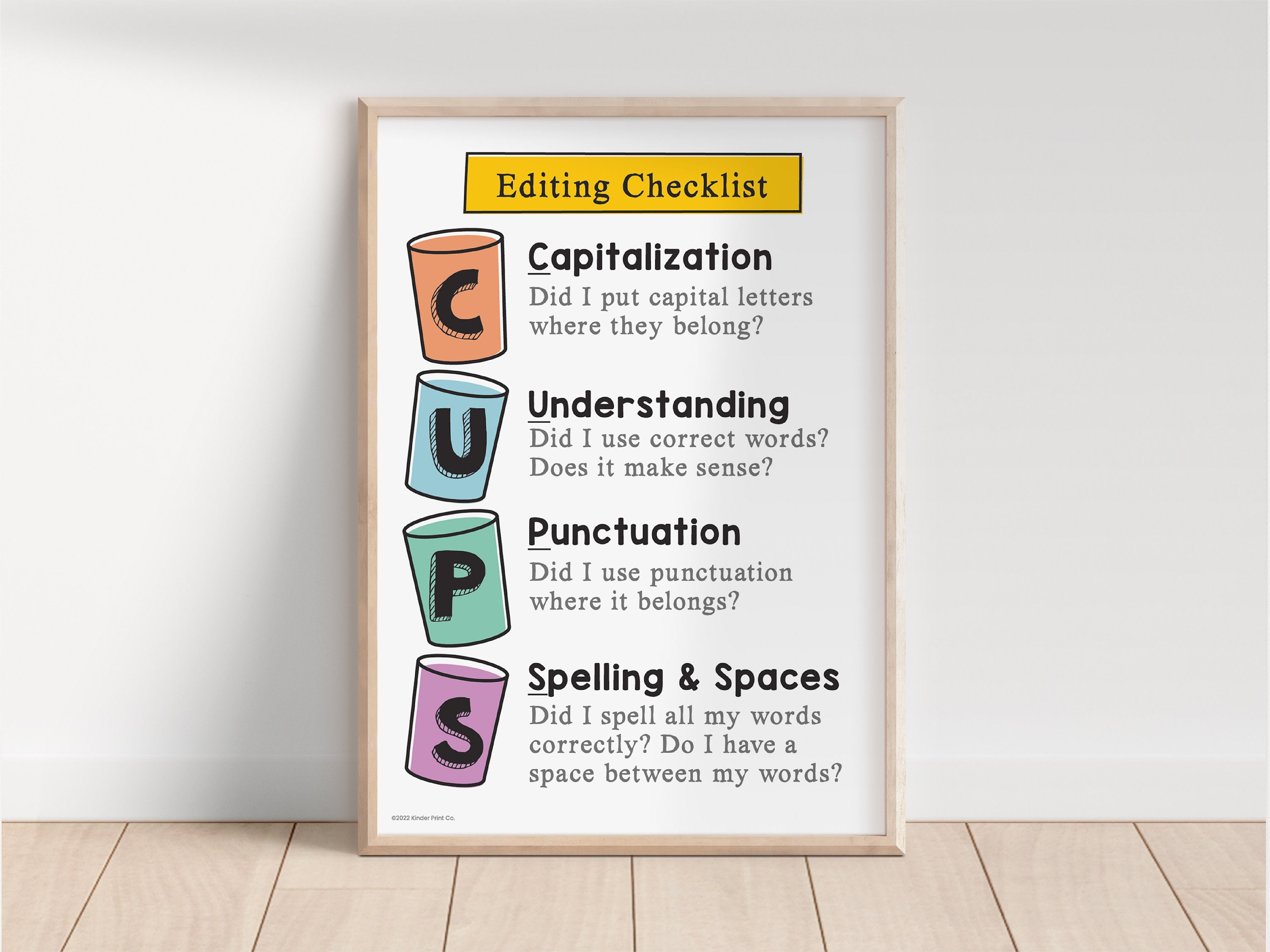 CUPS Editing Writing Strategy Checklist Poster English Etsy