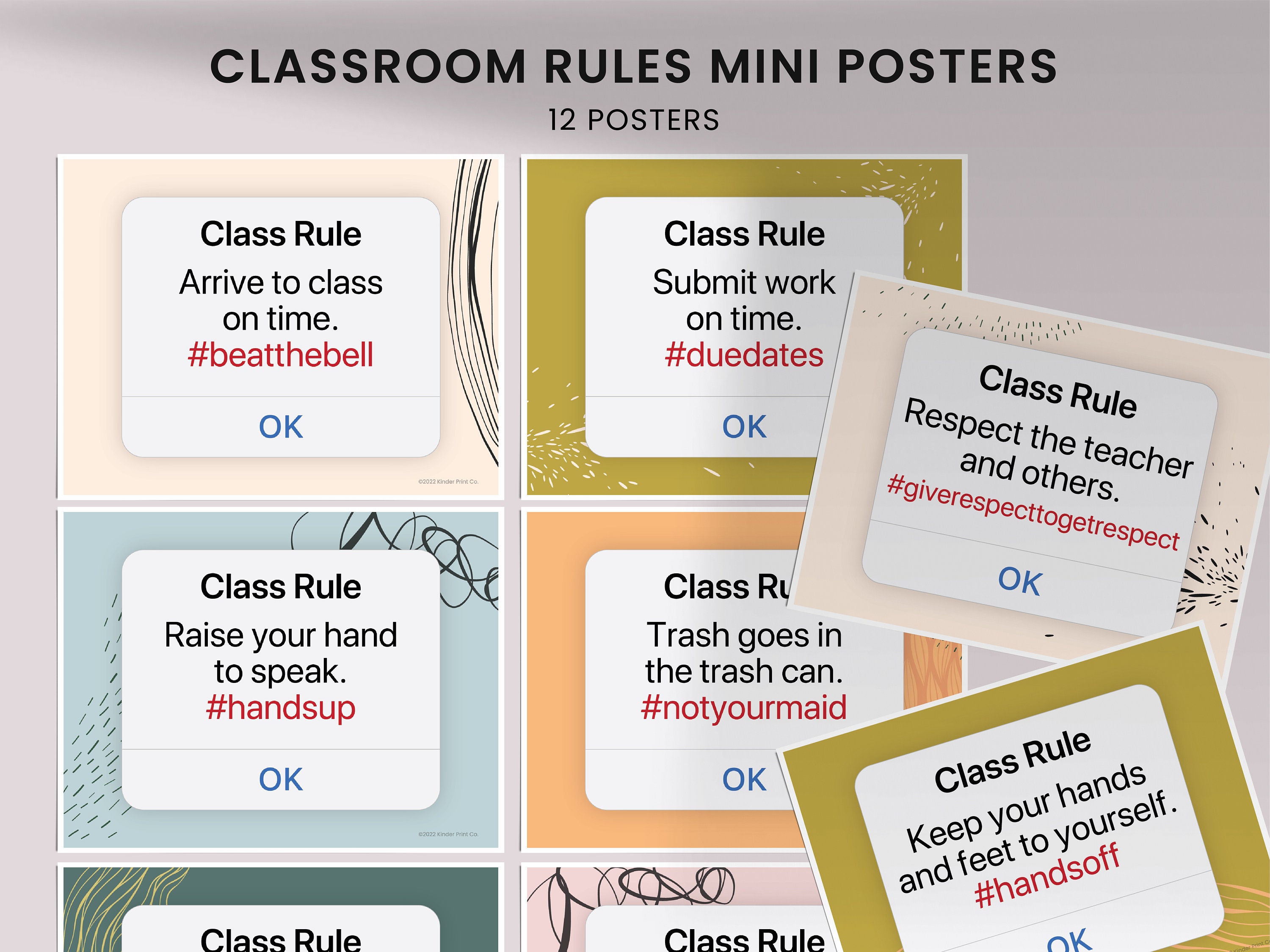 Hashtag Classroom Rules and Expectations Mini Posters Modern Etsy