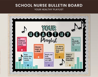 School Nurse Board Kit - Your HEALTHY PLAYLIST, RA Class Bulletin Board Decorations