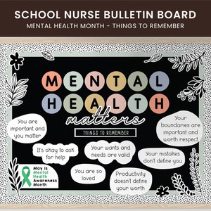 Mental Health Month Bulletin Board Kit School Nurse Affirmations Decor May Bulletin or Door Display Workplace or Classroom Display image 1