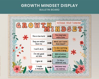 Growth Mindset Bulletin Board, Motivational bulletin Display, Classroom Decoration