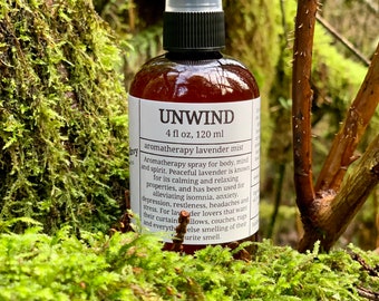 Unwind- Aromatherapy Lavender Mist,  pillow/linen spray, travel size,