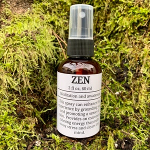 Zen- Aromatherapy spray, meditation spray, relaxation, yoga mist, air freshener, awareness, crystal infused,
