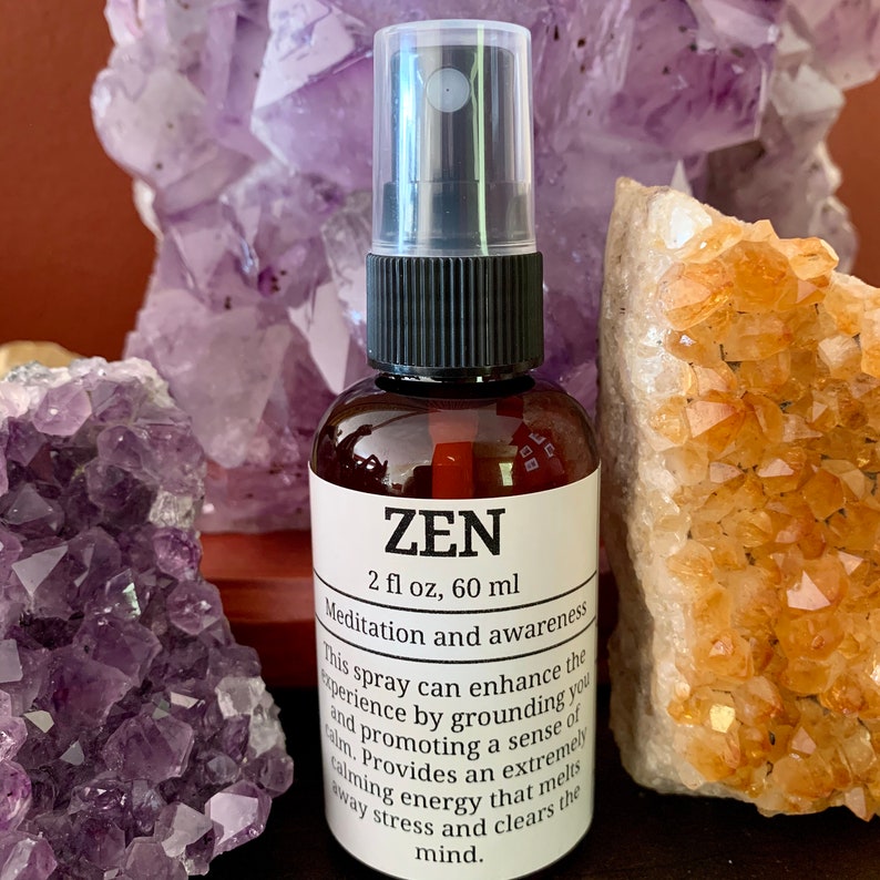 Zen Aromatherapy spray, meditation spray, relaxation, yoga mist, air freshener, awareness, crystal infused, image 3