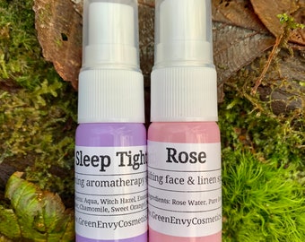 Sleep Tight & Rose- Aromatherapy spray set, pillow spray, linen spray, body spray, face spray, sleep aid,