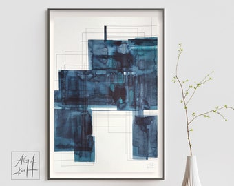 ORIGINAL Art Piece, Abstract Watercolor Painting Abstract Wall Art, Ink Art, Teal Wall Art, Contemporary Art, Modern Art Piece