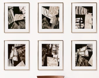 Láminas de la colección Japandi, conjunto minimalista de 6 láminas para pared, conjunto único de láminas abstractas modernas para sala de estar, arte ecléctico.