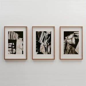 Japandi Collection Prints, Minimalist Gallery Wall Art Set of 3 Art Prints, Modern Abstract 3 Piece Prints for Living Room Eclectic Wall Art
