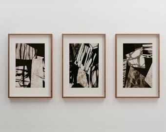 Láminas de la colección Japandi, conjunto de 3 láminas de arte minimalista para pared, láminas abstractas modernas de 3 piezas para decoración ecléctica de la sala de estar.