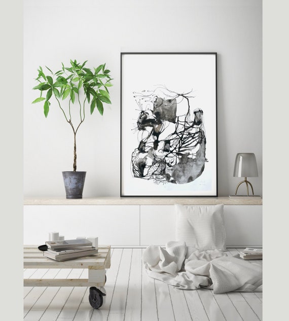 Original Art Piece Surreal Wall Art Black And White Wall Art Etsy