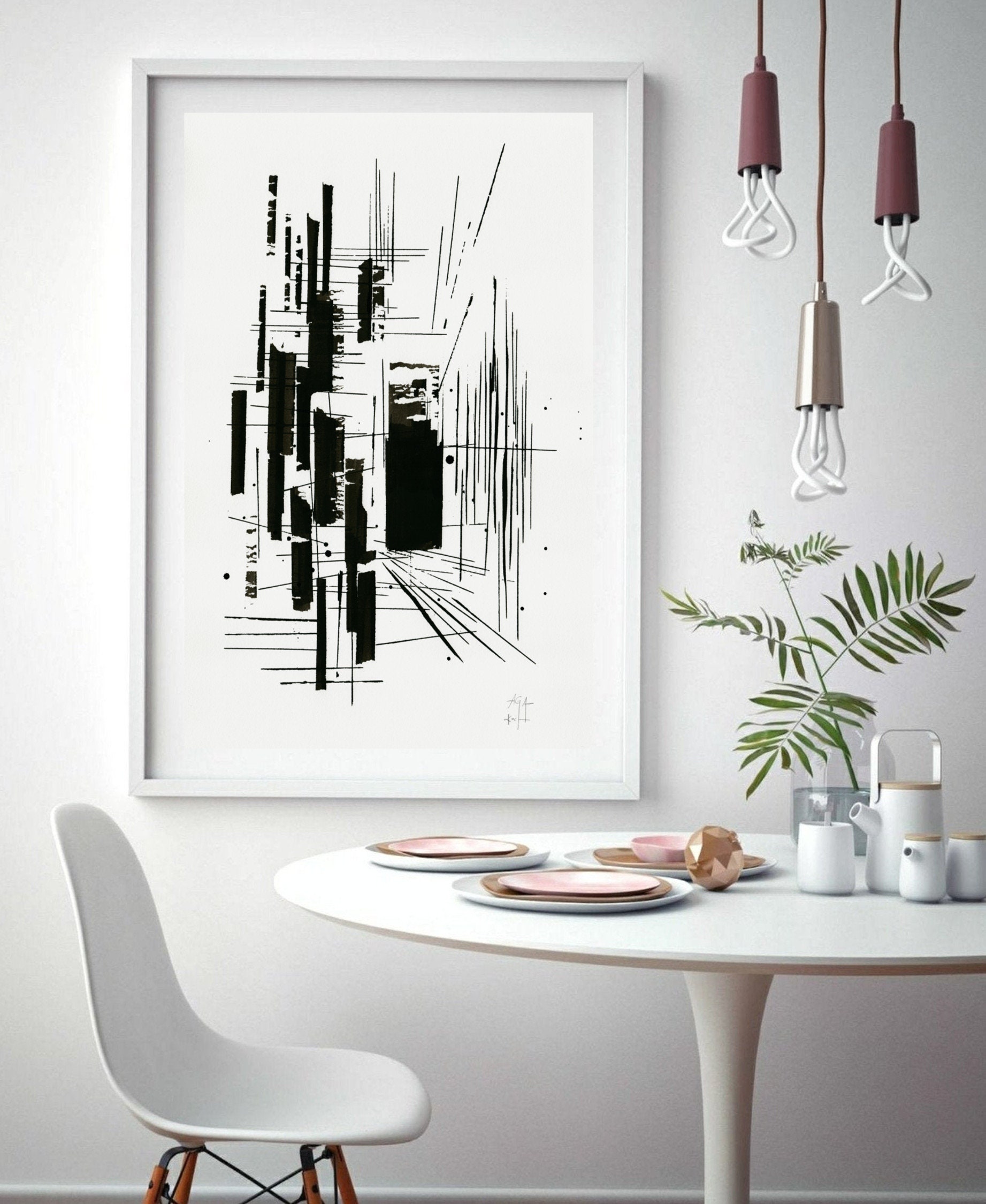 Black and White Wall Art Abstract Art Print Minimalist Wall | Etsy