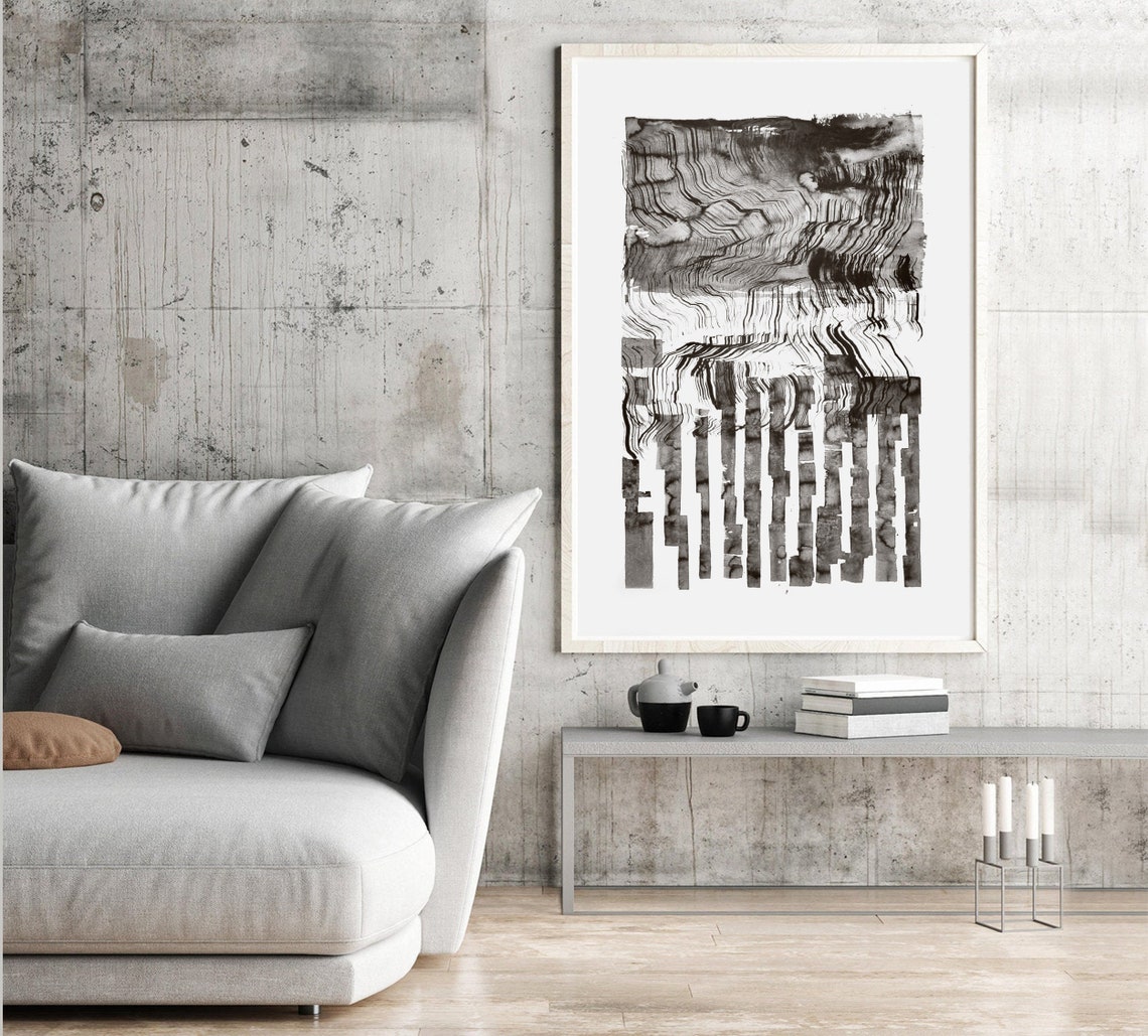 28 x 40 Black and White Wall Art ORIGINAL Art Abstract | Etsy