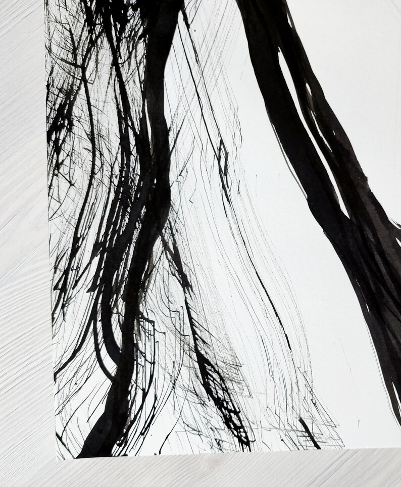 ORIGINAL Art Black and White Abstract Wall Art Zen Wall Art Etsy