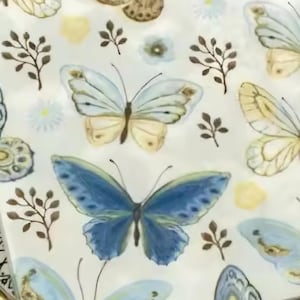 Papieren servetten decoupage Set van 4 servetten - blauwbruine schattige vlinder zacht gedempte pastel aquarel aquarel