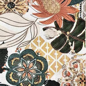 Ensemble de 4 serviettes en papier pour service - corail pêche vert or moderne audacieux abstrait fleur feuille tropical