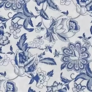 Tovaglioli di carta per decoupage, set di 4 tovaglioli - blu bianco art nouveau toile fiore foglia moderno audace rosa peonia