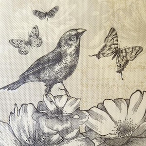 Lot de 4 serviettes en papier pour décoration - doré beige marron noir abstrait oiseau papillon moderne feuille fleur