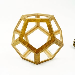 Wooden Dodecahedron , Dodecahedron  Geometry  , Golden Ratio Geometry , Sacred Geometry , Platonic Solid , Modern sculpture ,