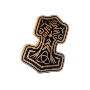 Thor Hammer Holzschild, Inneneinrichtungen, geschnitzte Holz Mjölnir, der nordischen Mythologie, der Gott des Donners