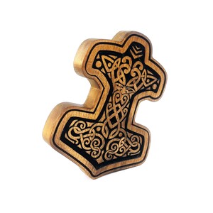 Thor Hammer Holzschild, Inneneinrichtungen, geschnitzte Holz Mjölnir, der nordischen Mythologie, der Gott des Donners