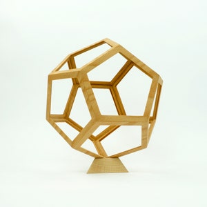 Sacred Geometry Dodecahedron With Stand , Wooden Dodecahedron ,Golden Ratio Geometry ,Platonic Solid , Modern sculpture , Dodecahedron Shape