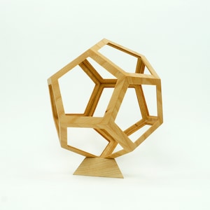 Dodecahedron Sacred Geometry With Stand , Wooden Dodecahedron ,Golden Ratio Geometry ,Platonic Solid , Modern sculpture , Dodecahedron Shape