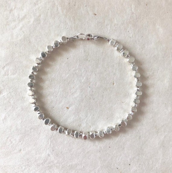 カレンシルバー　karensilver ビーズ ブレスレット　ハンドメイド カレン族のシルバービーズブレスレット：ハンドメイド、純度99.9%の
