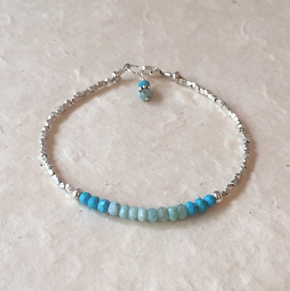 Beachy Chic Karen Hill Tribe Printed Bar and Toggle Clasp Sterling Silver Sleeping Beauty Turquoise Bracelet Heavy Figaro Chain