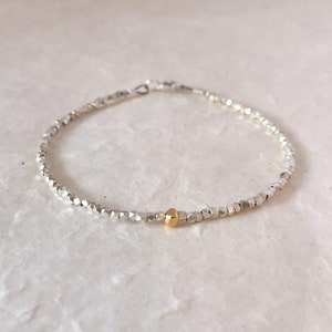 Gold Vermeil Karen Hill Tribe Silver Beaded Bracelet: Dainty Stacking Jewelry