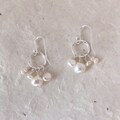 Pearl Sterling Silver Hammered Hoop Cluster Earrings, Sundance Style, Sundance Tribe, Dainty Earrings, Dangle Earrings