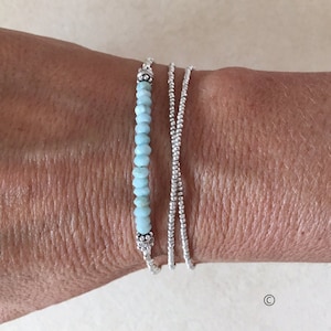 Larimar Beaded Bracelet: Karen Hill Tribe Thai Silver, Sundance Style image 3