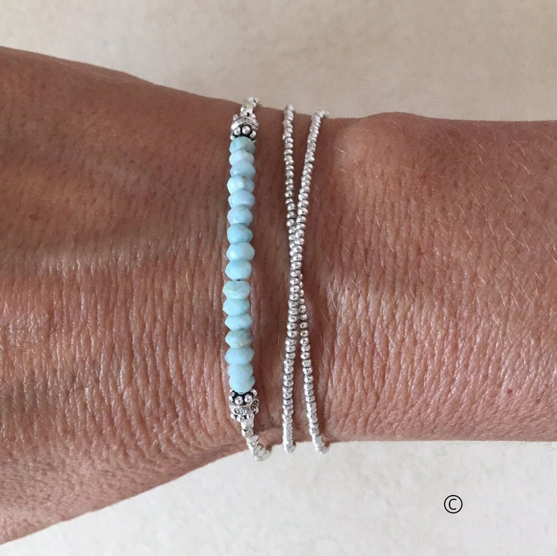 Larimar Beaded Bracelet: Karen Hill Tribe Thai Silver, Sundance Style image 3
