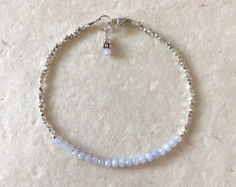 Angelite Hill Tribe Thai Silver Beaded Stacking Bracelet, Sundance Style, Sundance Tribe, Dainty Bracelet, Delicate Bracelet, Stack Bracelet