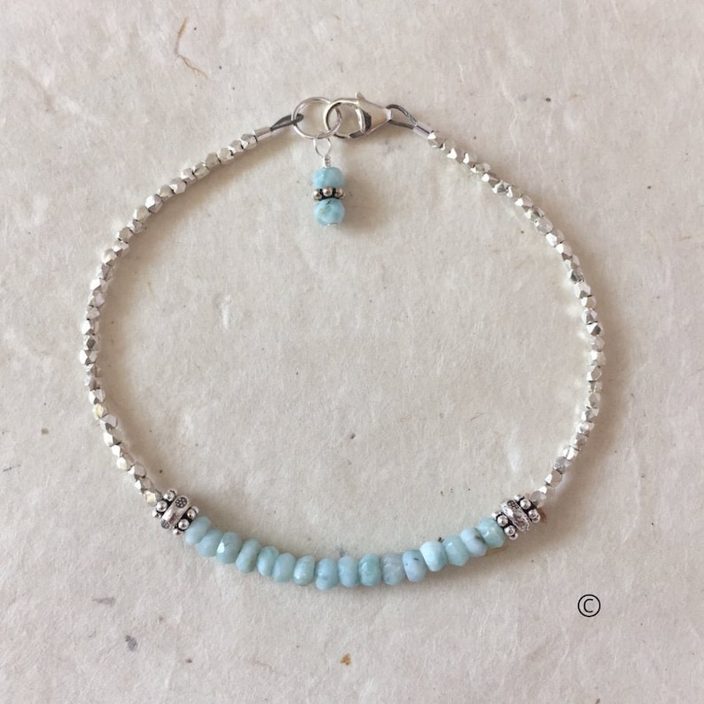 Larimar Beaded Bracelet: Karen Hill Tribe Thai Silver, Sundance Style image 2