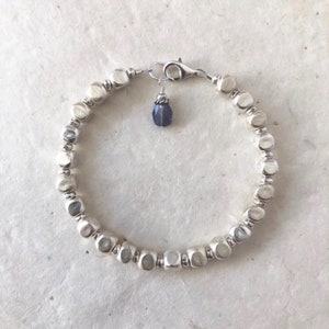 Hill Tribe Thai Silver Cube Bracelet with Flower Stamp Beads, Sundance Style, Sundance Tribe, Sterling Silver