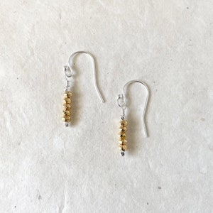 Silver and Gold Vermeil Karen Hill Tribe Thai Beaded Earrings, Sundance Style, Dainty Earrings, Dangle Earrings, Simple Earrings