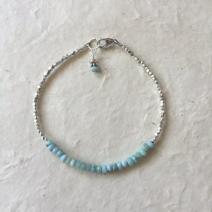 Larimar Beaded Bracelet: Karen Hill Tribe Thai Silver Dangle, Boho Chic