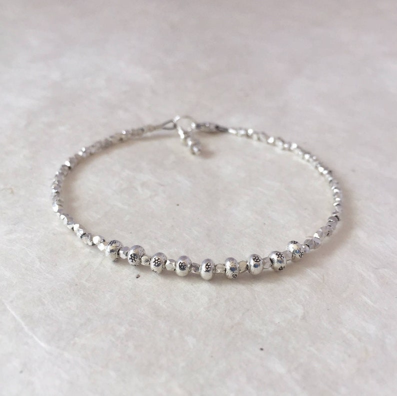 Daisy Stamp Karen Hill Tribe Silver Beaded Bracelet: Sundance Style image 1