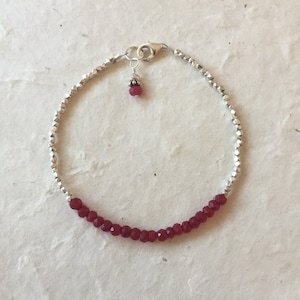 Ruby Rondelle Bracelet: Karen Hill Tribe Thai Silver, Sterling Silver, July Birthstone