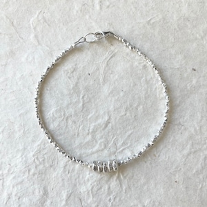Daisy Disk Stamp Hill Tribe Thai Silver Beaded Stacking Bracelet, Sundance Style, Stacking Bracelet, Layering Bracelet, Dainty Bracelet