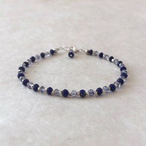 Lapis Lazuli Iolite Karen Hill Tribe Thai Silver Beaded Bracelet, Sundance Style, Stacking Bracelet, Layering Bracelet, Boho Bracelet
