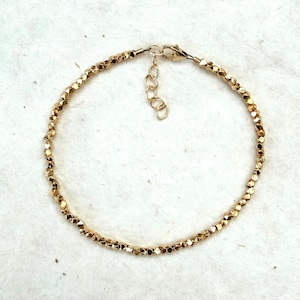 Gold Vermeil Karen Hill Tribe Beaded Bracelet, Minimalist Stacking Jewelry