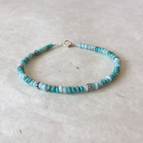 Larimar Karen Hill Tribe Thai Silver Beaded Bracelet Sundance - Etsy