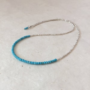 Collier de perles turquoises : pendentif en argent thaïlandais Karen Hill Tribe